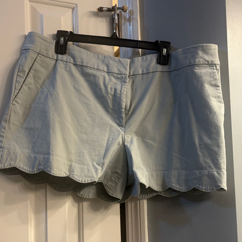 LOFT High Waist Sky Blue Scalloped Shorts